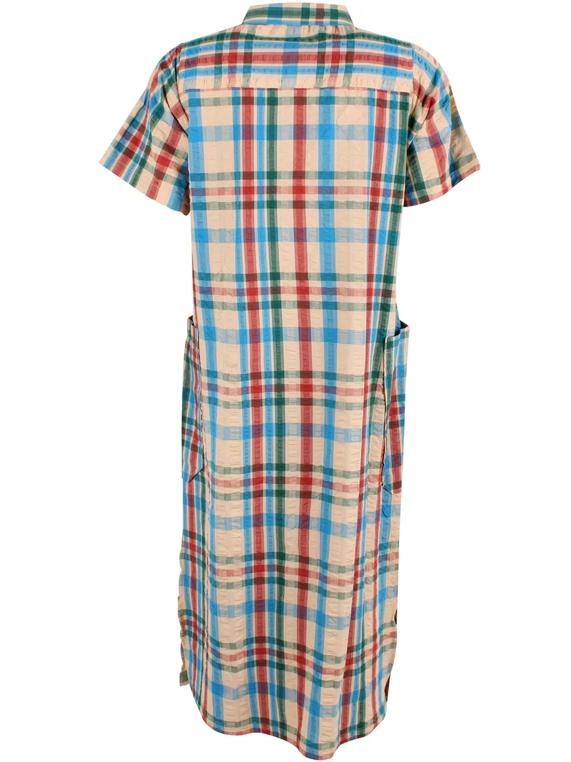 Danegardener Seersucker SS Dress Nougat CHECK
