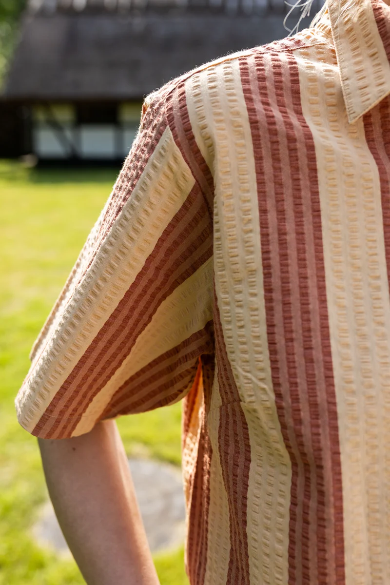Daneblomme SS Seersucker Shirt Aragon/Nougat