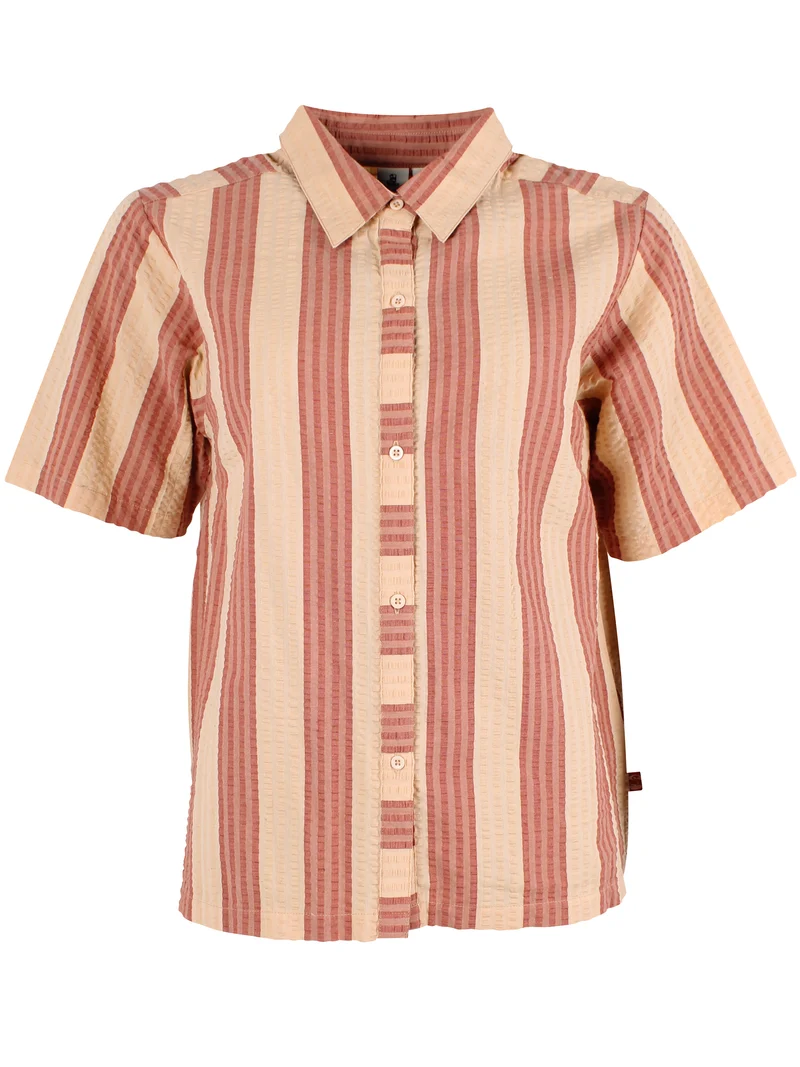 Daneblomme SS Seersucker Shirt Aragon/Nougat