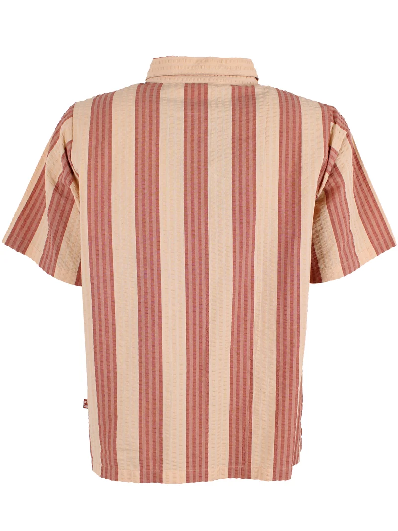 Daneblomme SS Seersucker Shirt Aragon/Nougat