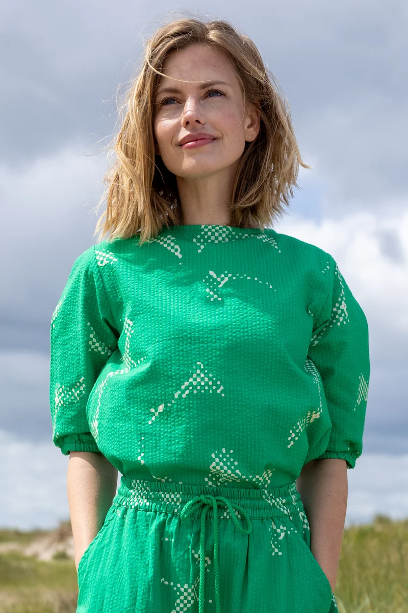 Danecremant Seersucker Shirt Green/Chalk TROPFUZZ