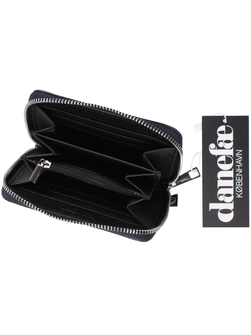 ESS - Danesortedam Leather Zip-Wallet Dark Navy