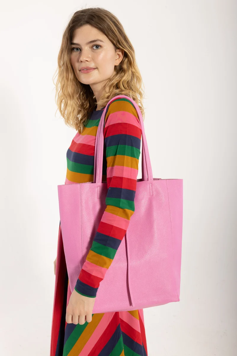 ESS - DaneHolstein Leather Tote Bag Flamingo