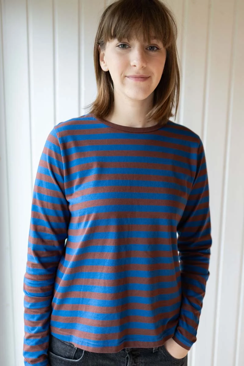 Danebasic Merry LS Tee Ocean Blue/Dk Merlot