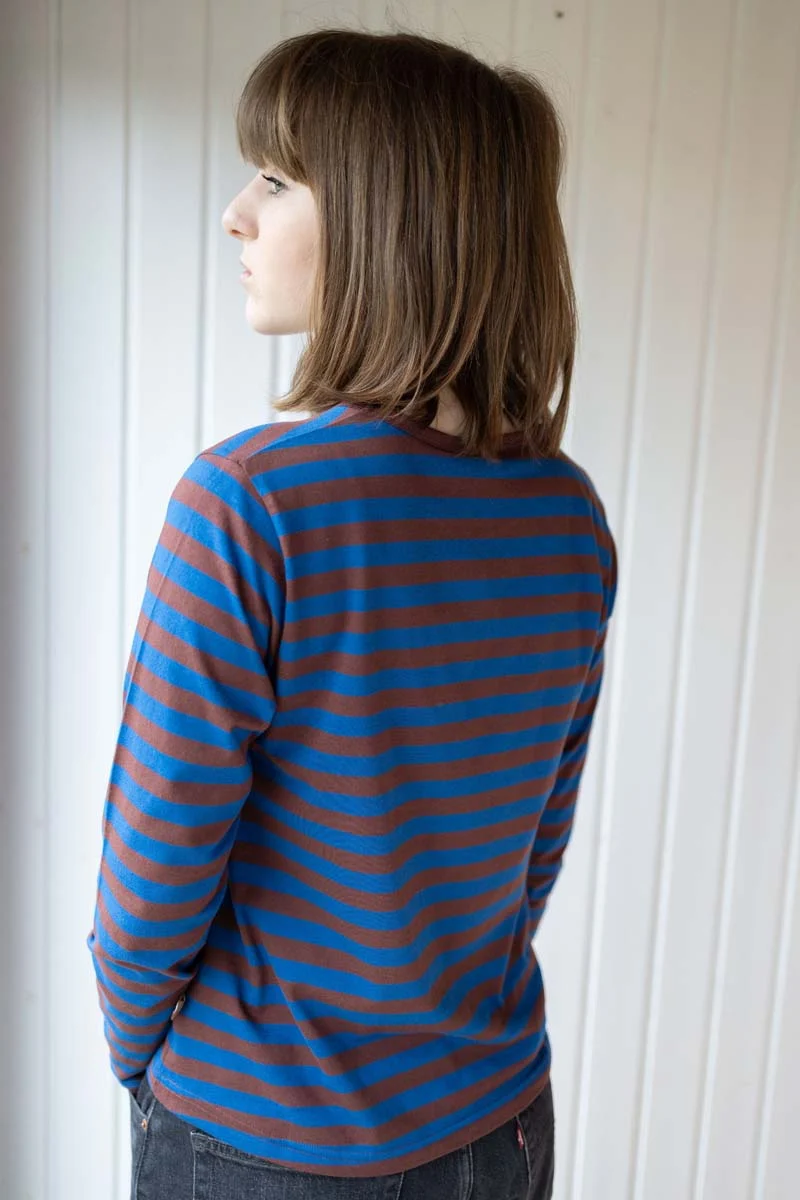 Danebasic Merry LS Tee Ocean Blue/Dk Merlot