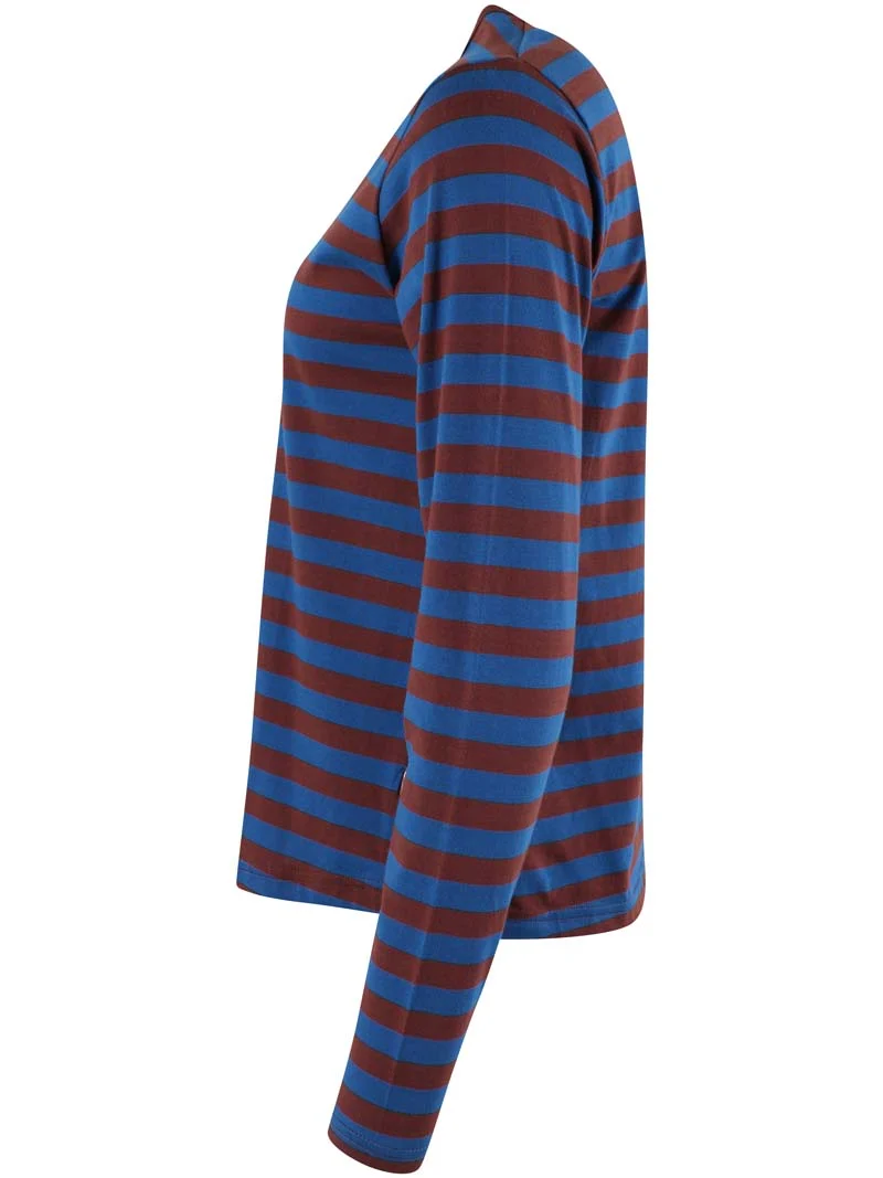 Danebasic Merry LS Tee Ocean Blue/Dk Merlot