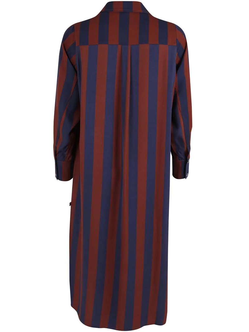 Danefolk Sateen Twill Dress Dk Navy/Dk Merlot