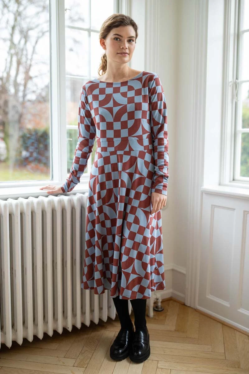 Daneviborg LS Interlock Dress Lt Blue Grey CHECKITOUT