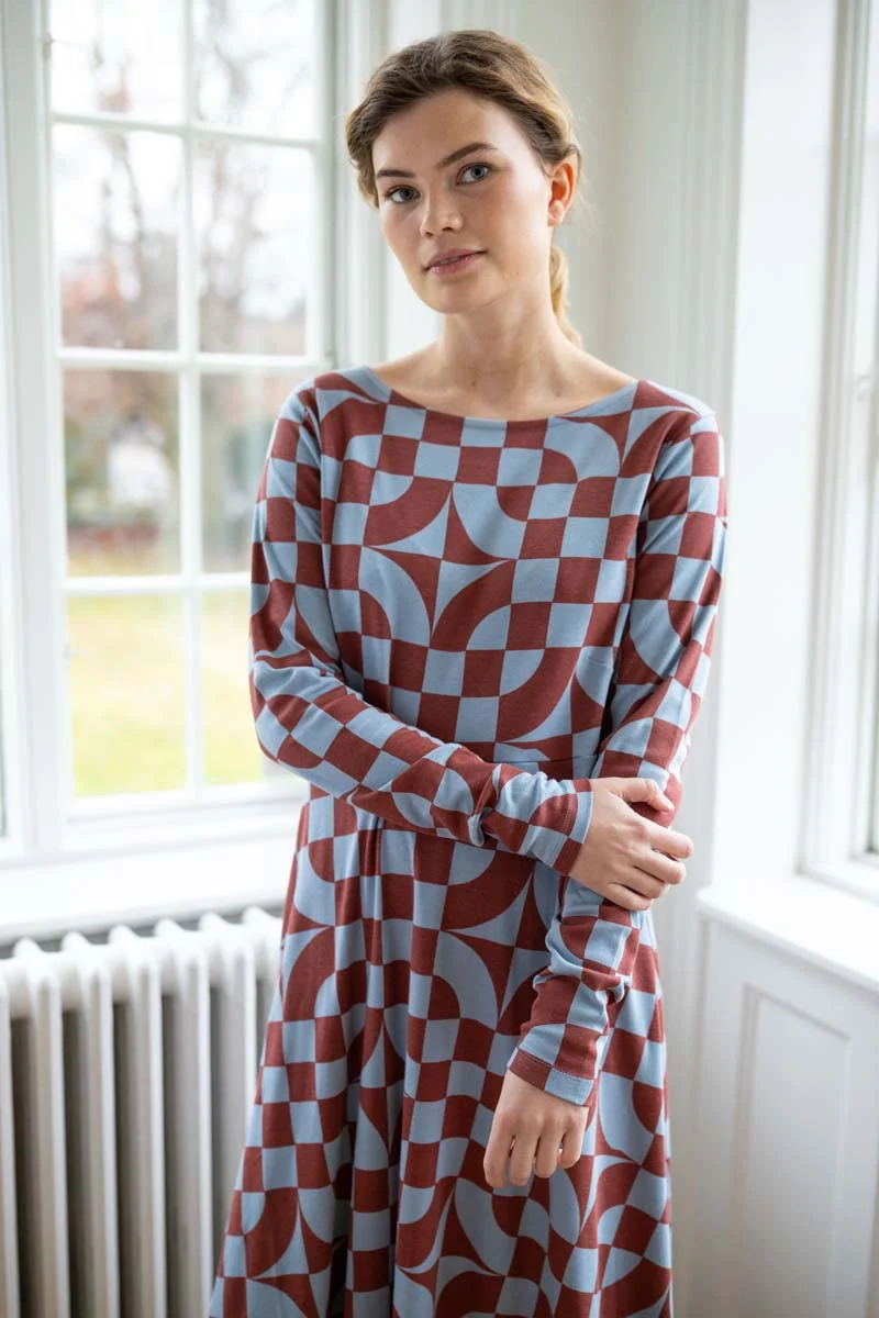 Daneviborg LS Interlock Dress Lt Blue Grey CHECKITOUT