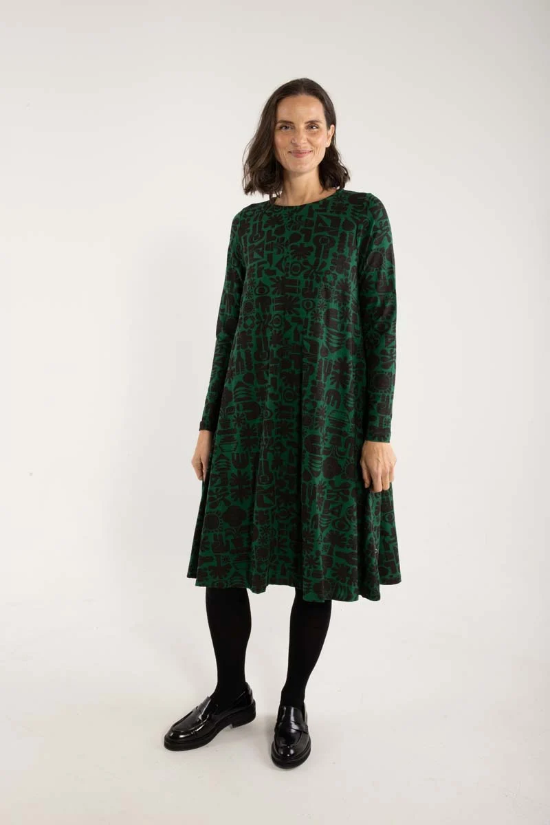 Danalberte LS Slub Dress Dk Pine FUTUREPRIMITIVE