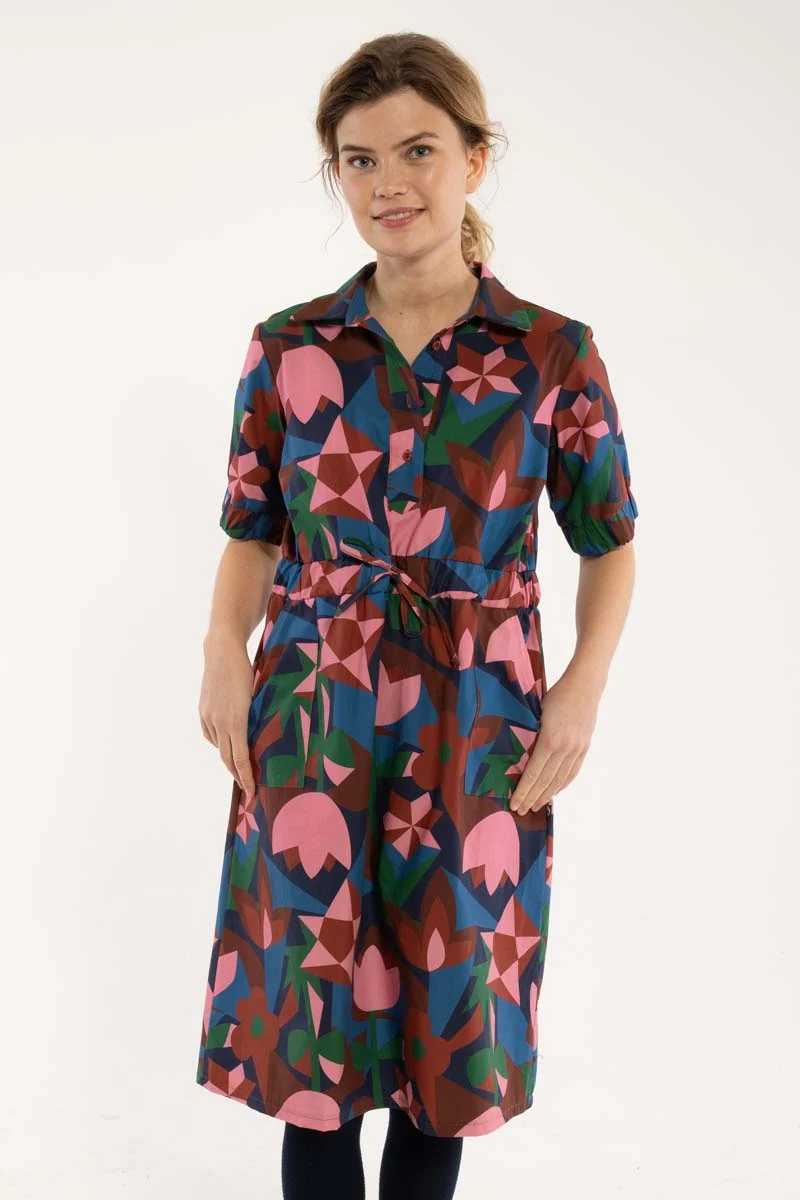 Danesusanne Poplin Dress Ocean Blue GEOFLEUR