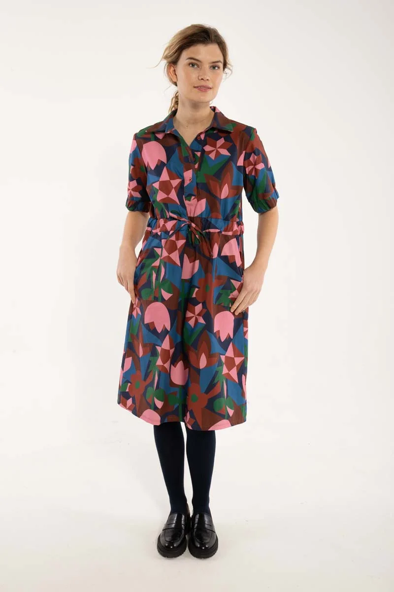 Danesusanne Poplin Dress Ocean Blue GEOFLEUR