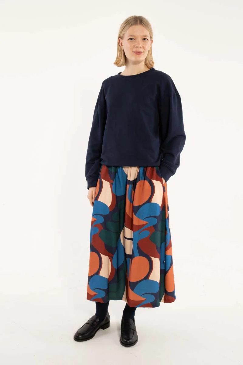 Daningrid Heavy Viscose Skirt Warm Blue TROPS