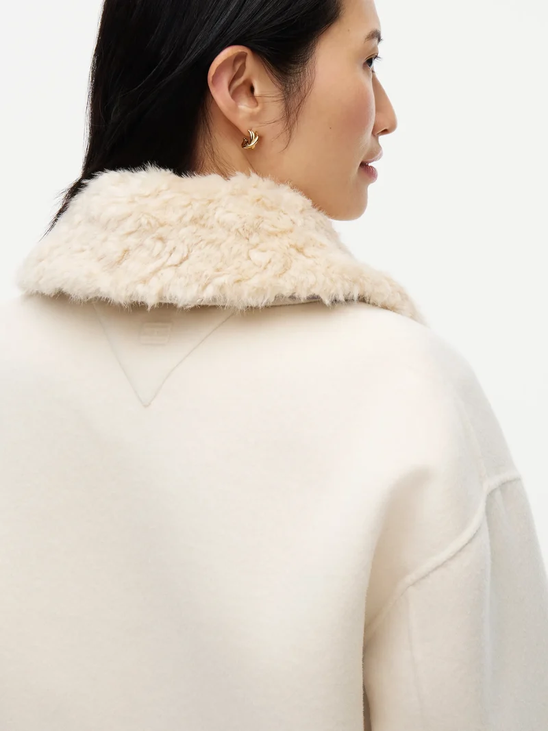 Wolljacke mit Kunstpelz-Kragen