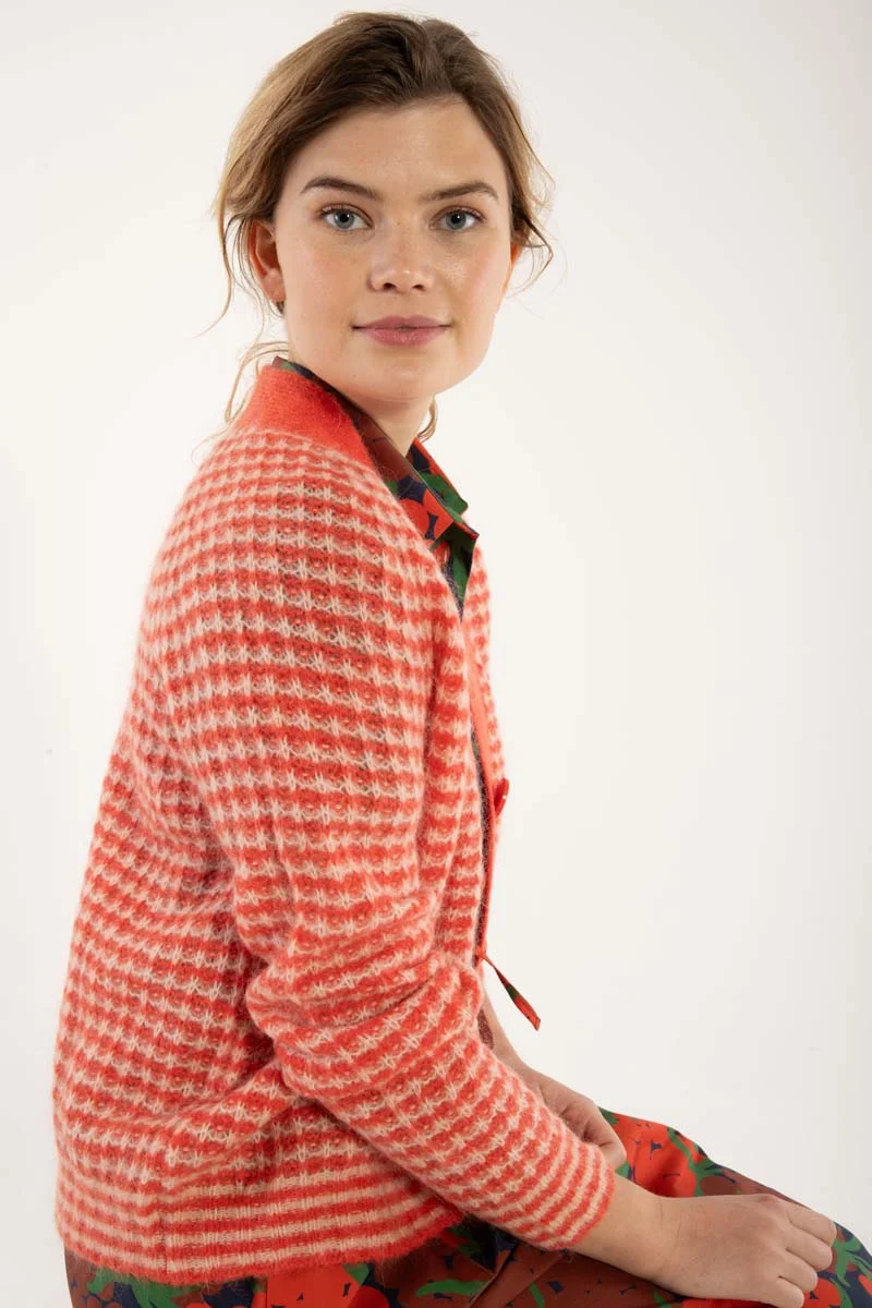Danadorable Mohair Cardigan Bright Red/Powder