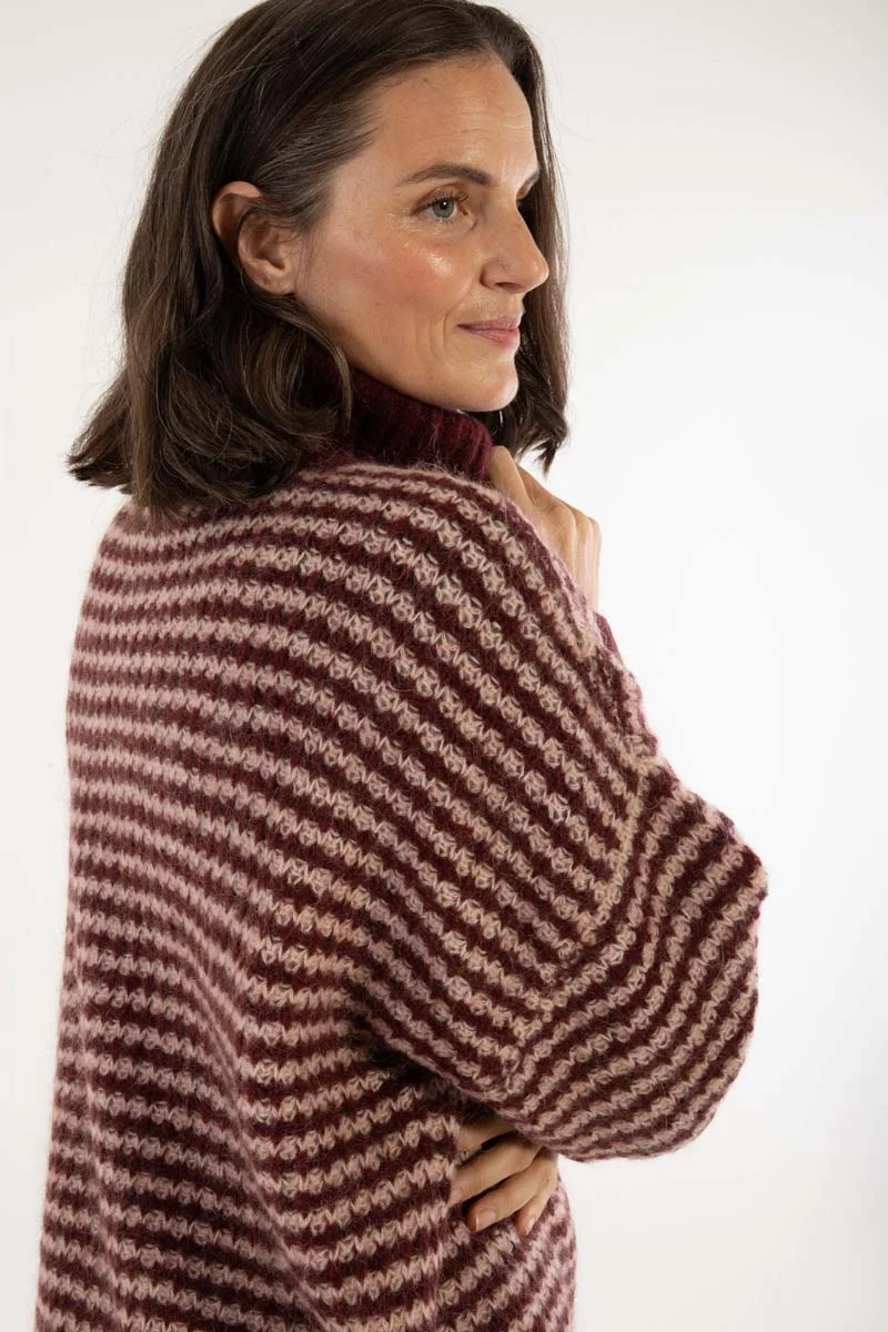 Danecaring Rollneck Sweater Dk Merlot/Powder