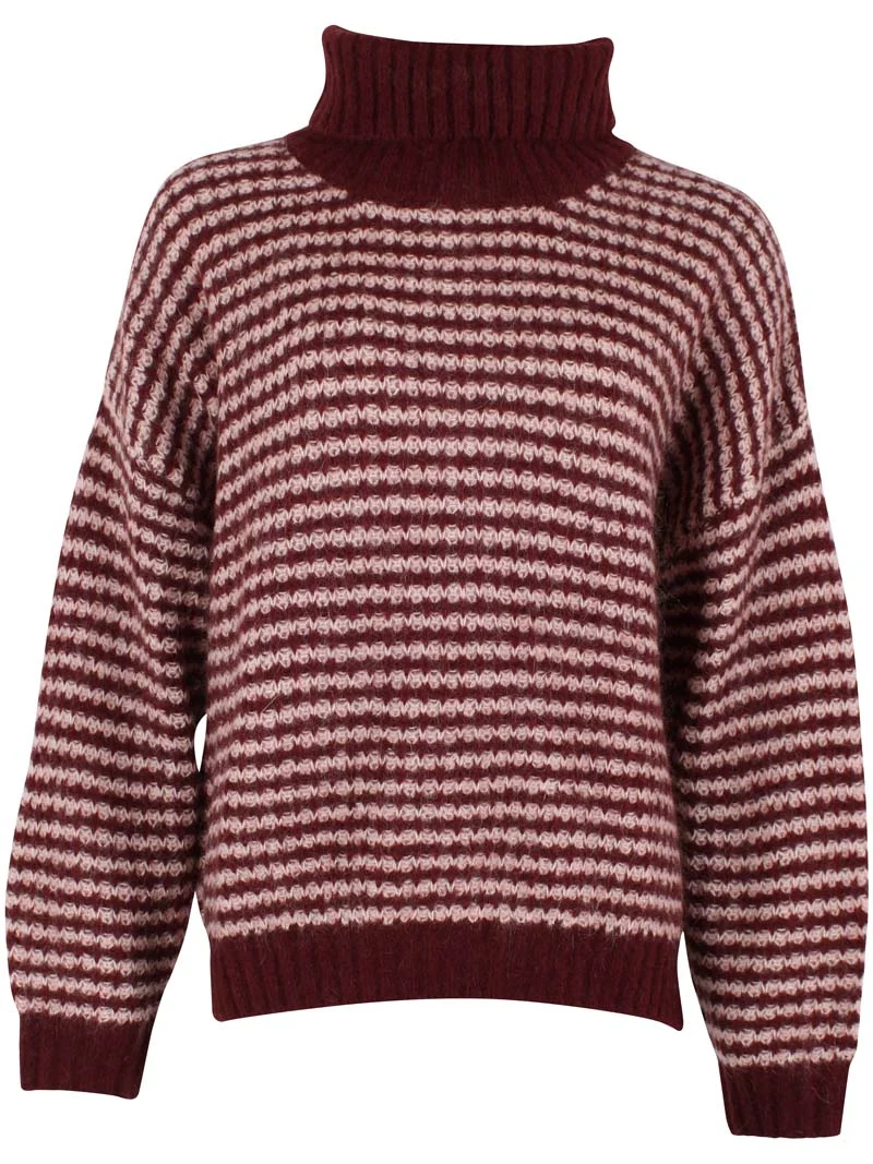 Danecaring Rollneck Sweater Dk Merlot/Powder