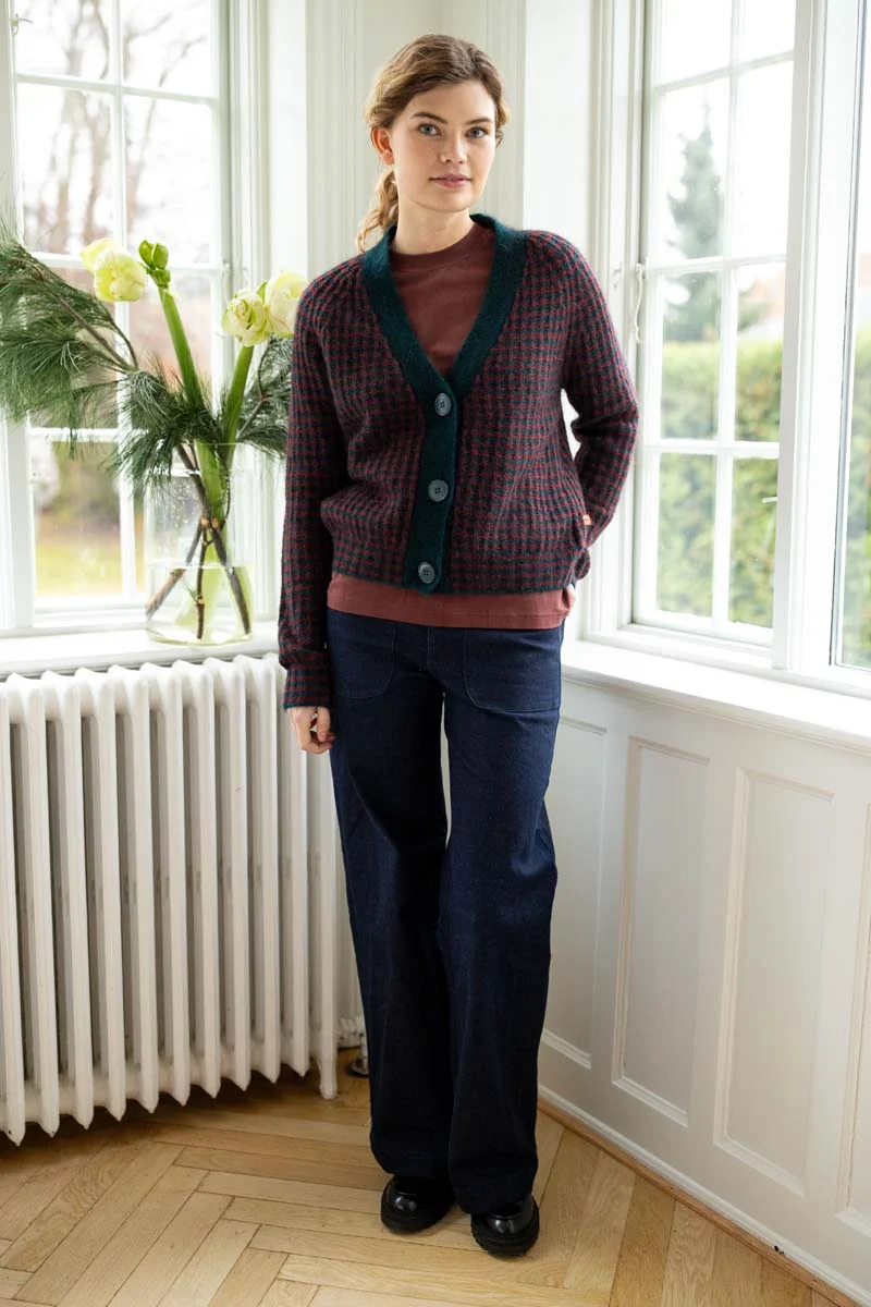 Danadorable Cardigan Dk Slate/Dk Merlot