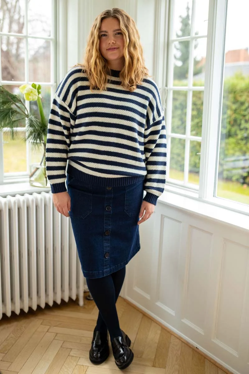Daneva Wool Sweater Dk Navy/Lt Beige