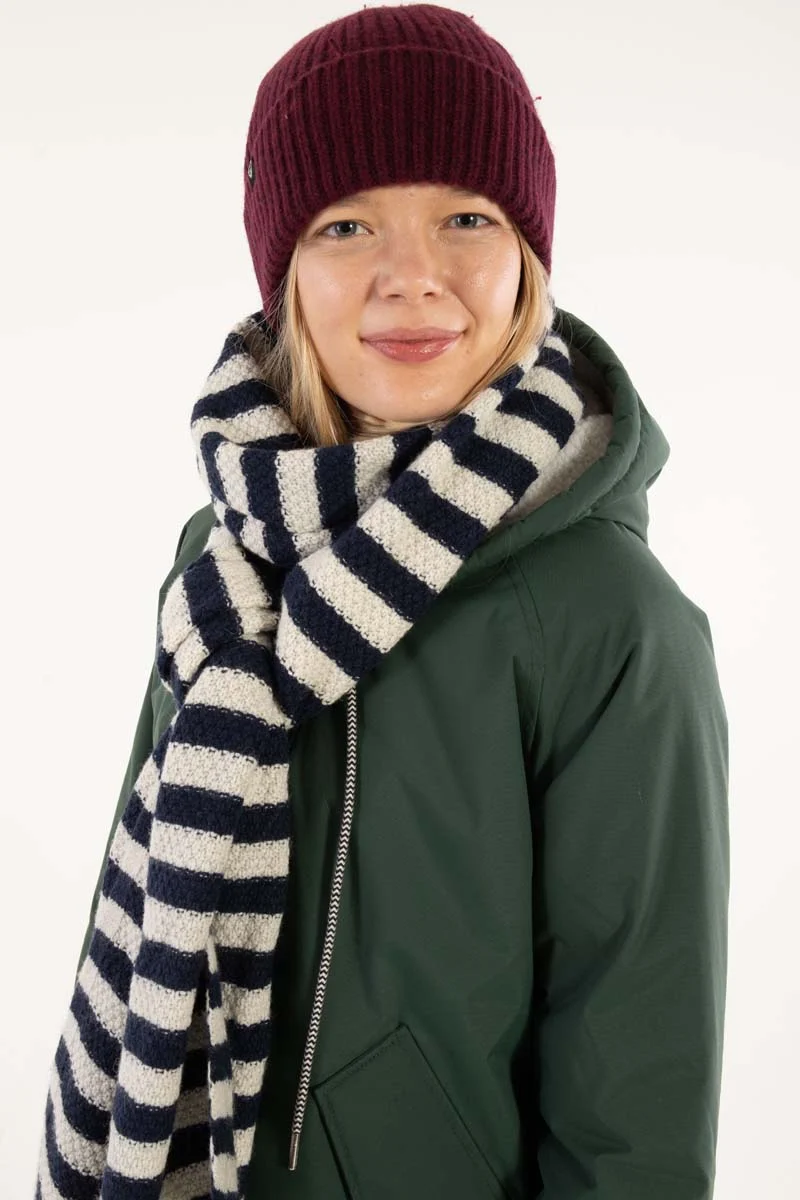 Daneboa Wool Knit Scarf Dk Navy/Lt Beige
