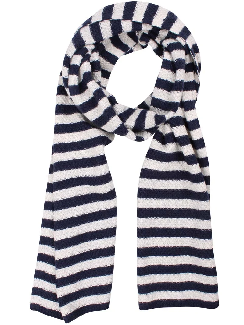 Daneboa Wool Knit Scarf Dk Navy/Lt Beige