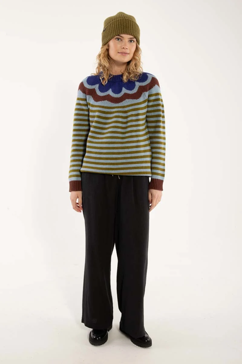 Daneglamping Wool Sweater Lt Blue Grey/Olive