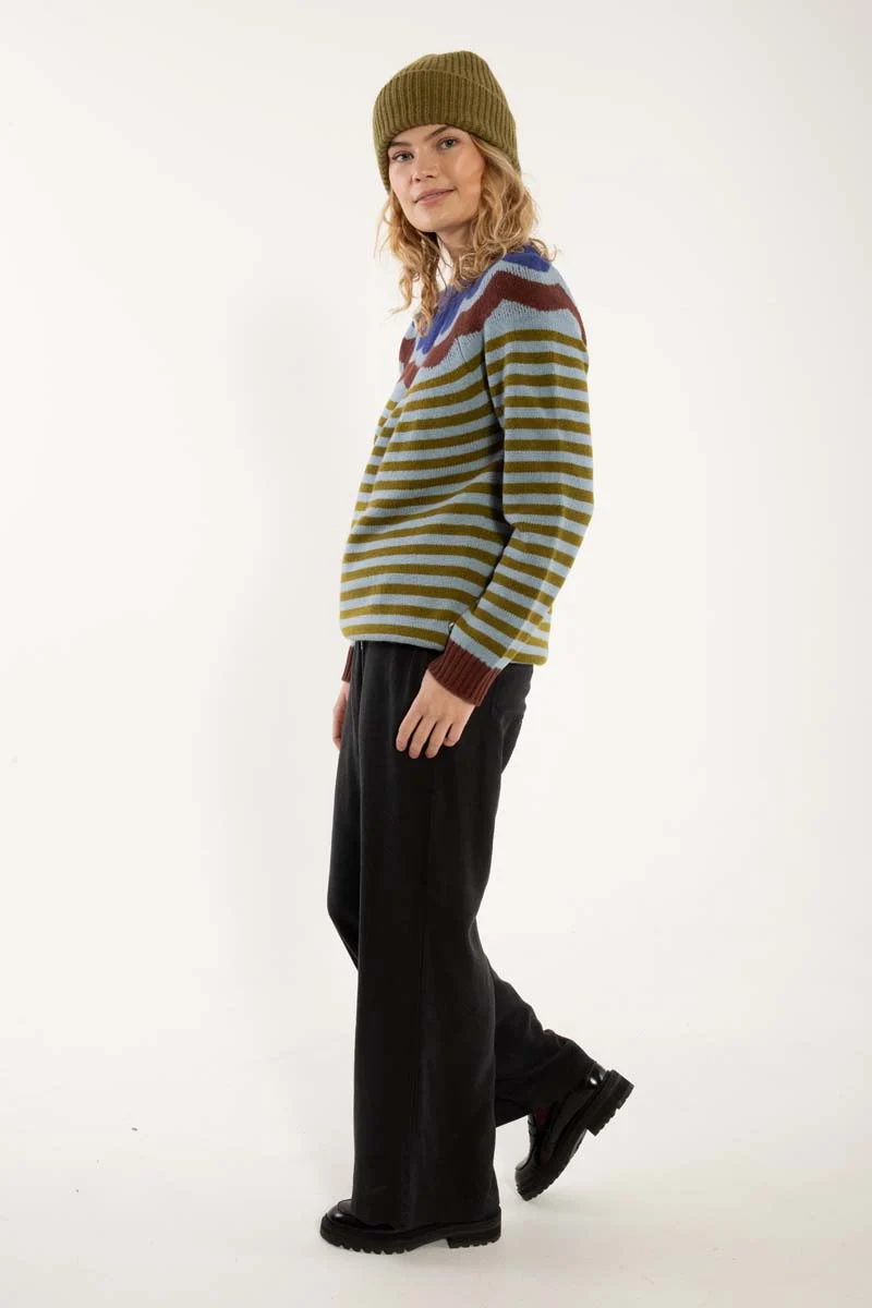 Daneglamping Wool Sweater Lt Blue Grey/Olive