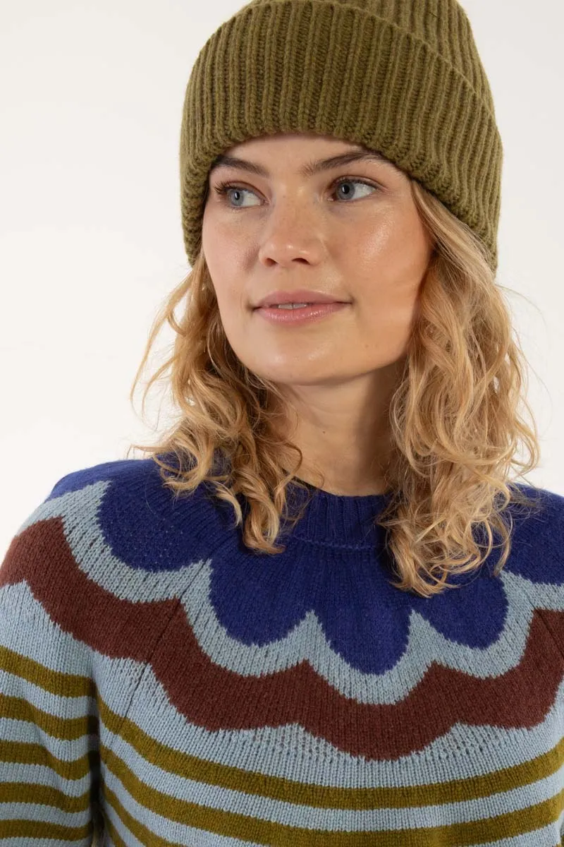 Daneglamping Wool Sweater Lt Blue Grey/Olive