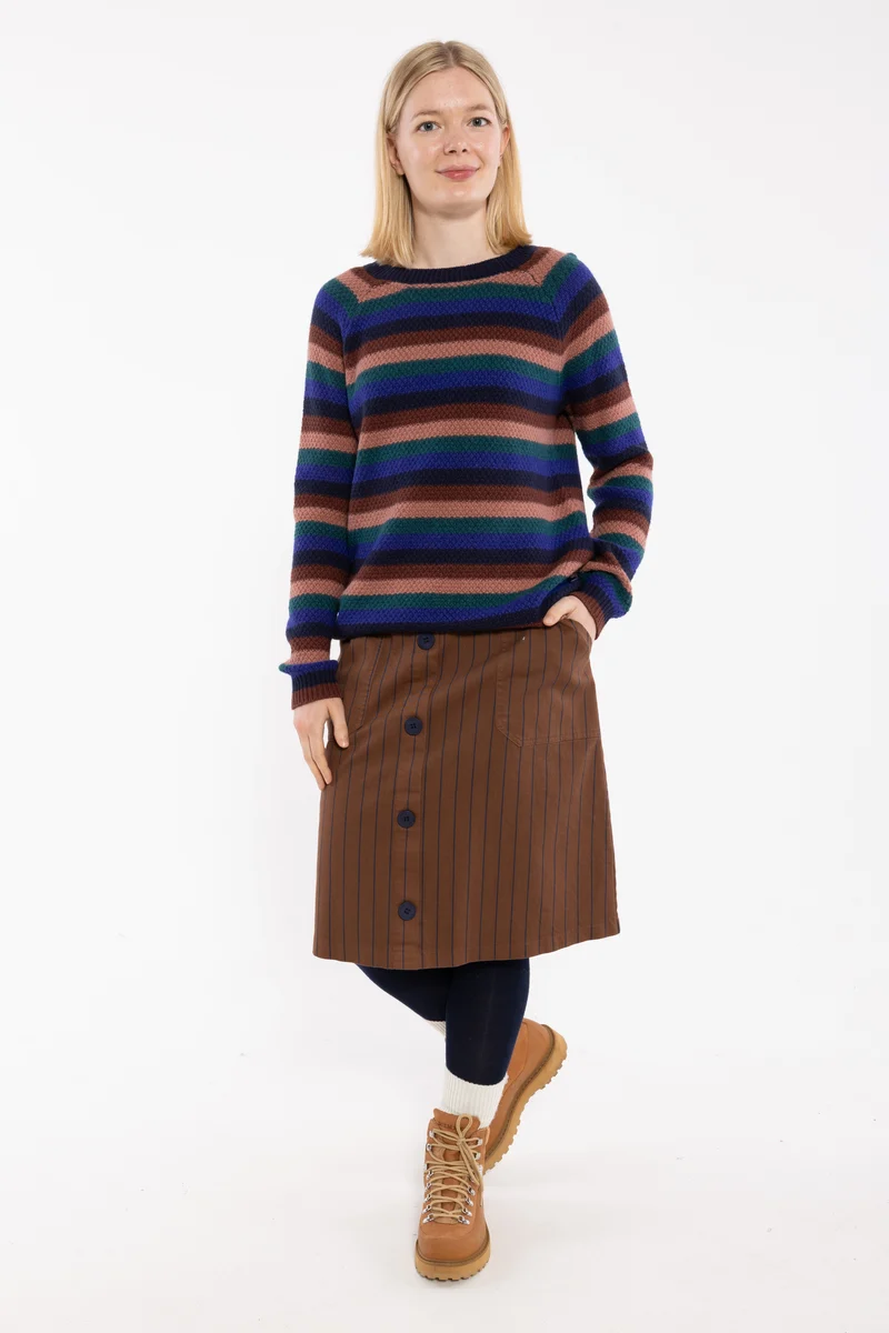 Danekage Stretch Canvas Skirt Brown/Dk Navy