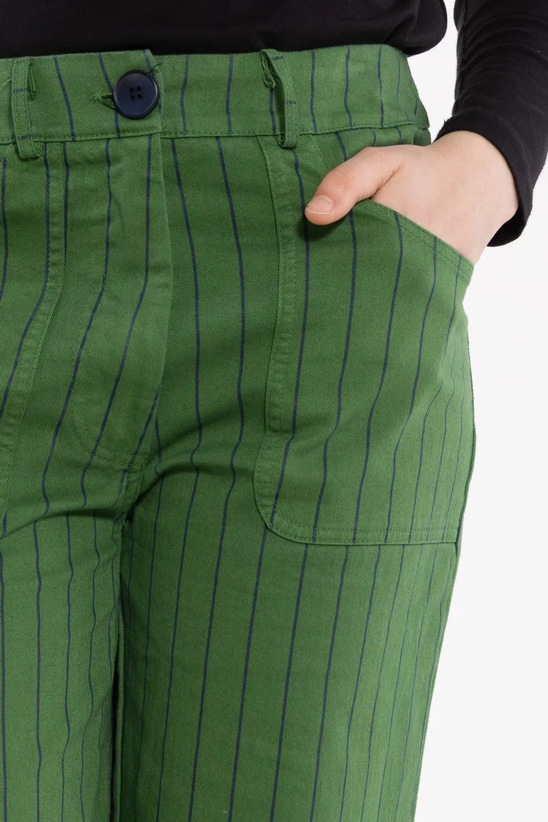 Danedaisy Stretch Canvas Pants Moss Green/Dk Navy