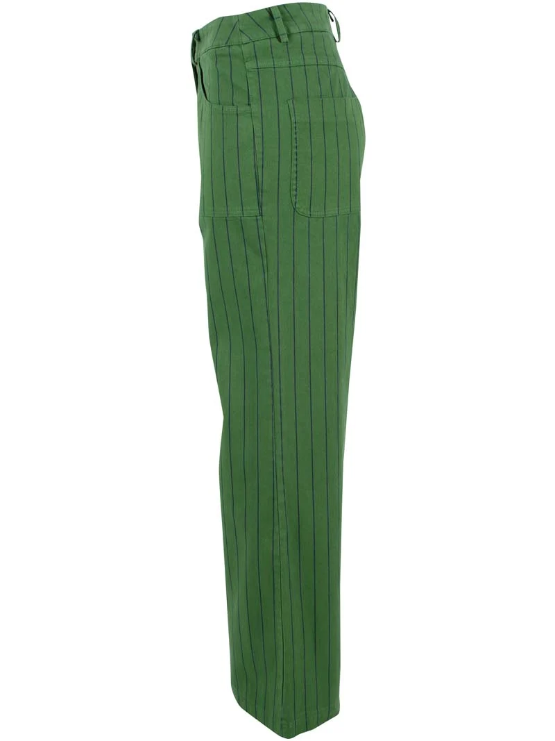 Danedaisy Stretch Canvas Pants Moss Green/Dk Navy