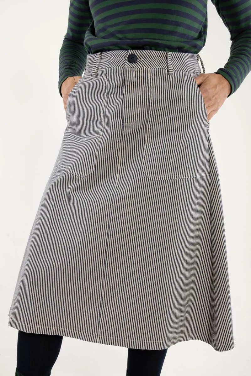 Danesweetie Stretch Canvas Skirt Dk Navy/Chalk