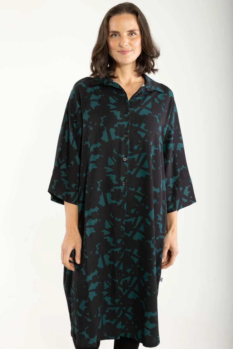 Danetiki Sateen Twill 3/4 Dress Dk Slate BRAMBLE