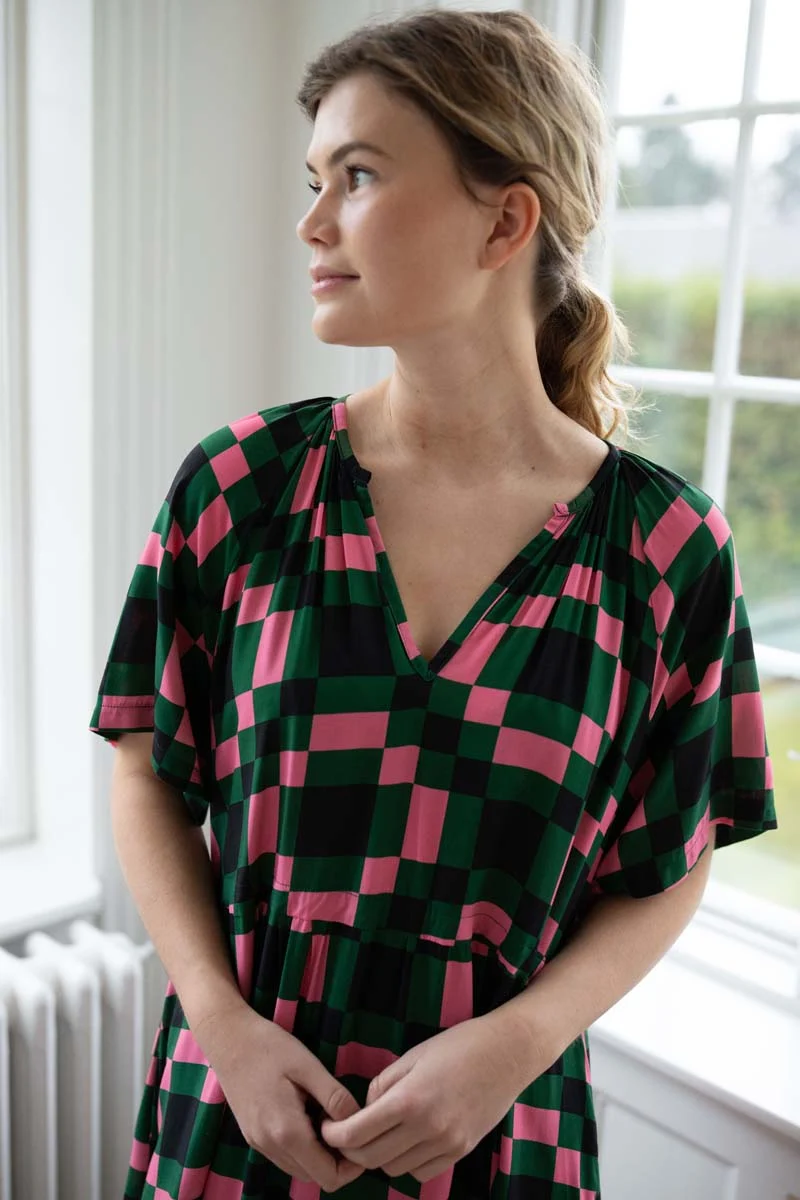 Daneluft 3/4 Viscose Dress Dk Pine PIX