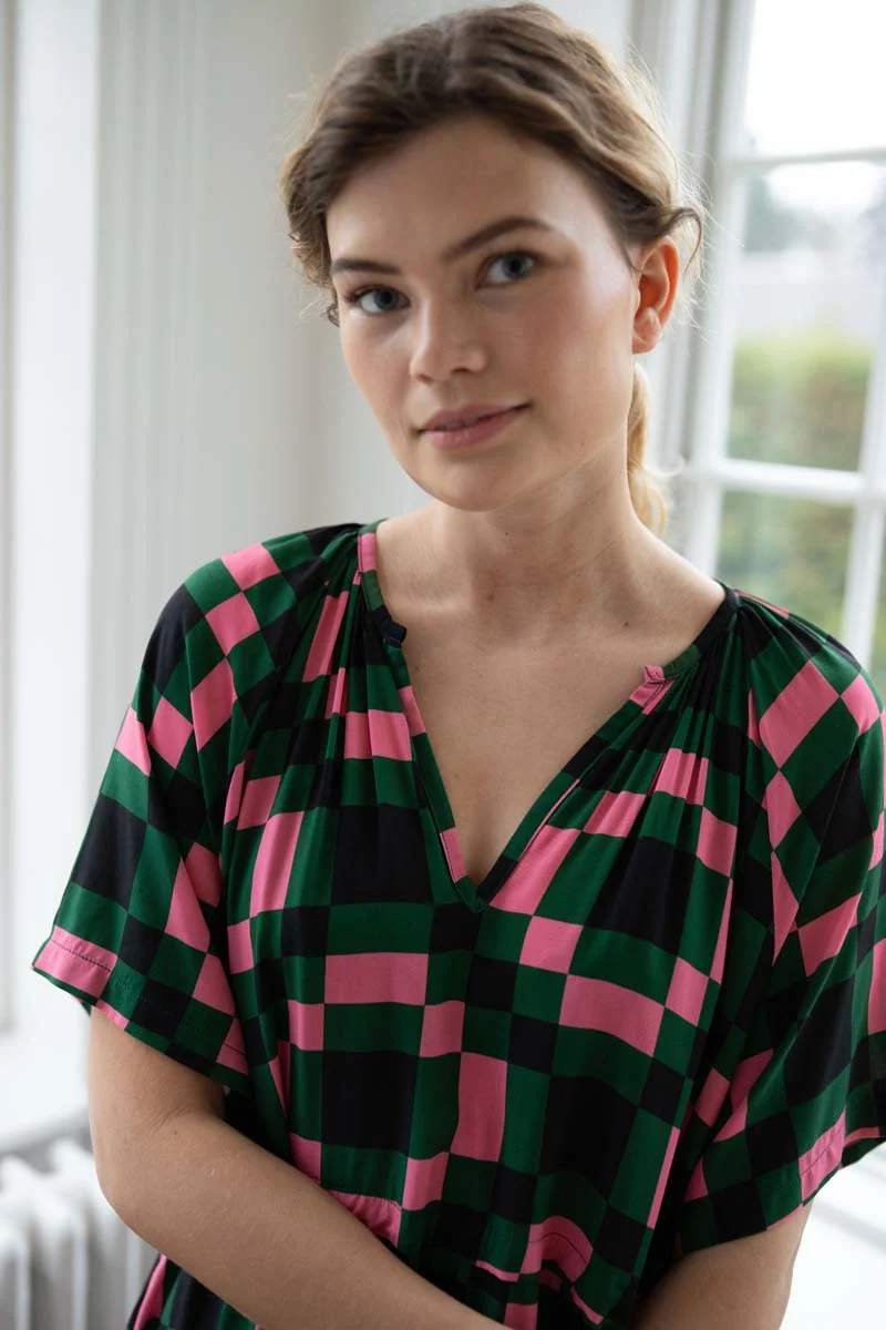 Daneluft 3/4 Viscose Dress Dk Pine PIX