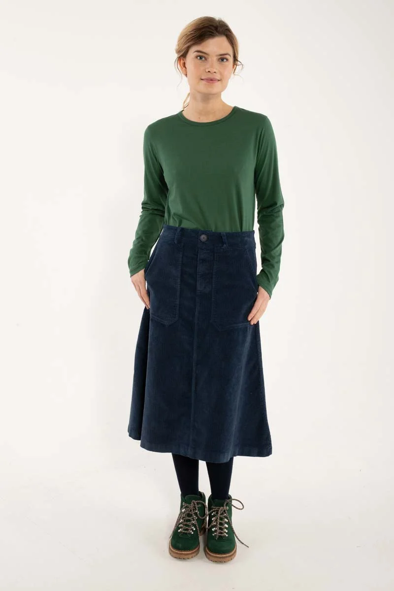 Danesweetie Cord Stretch Skirt Dk Navy