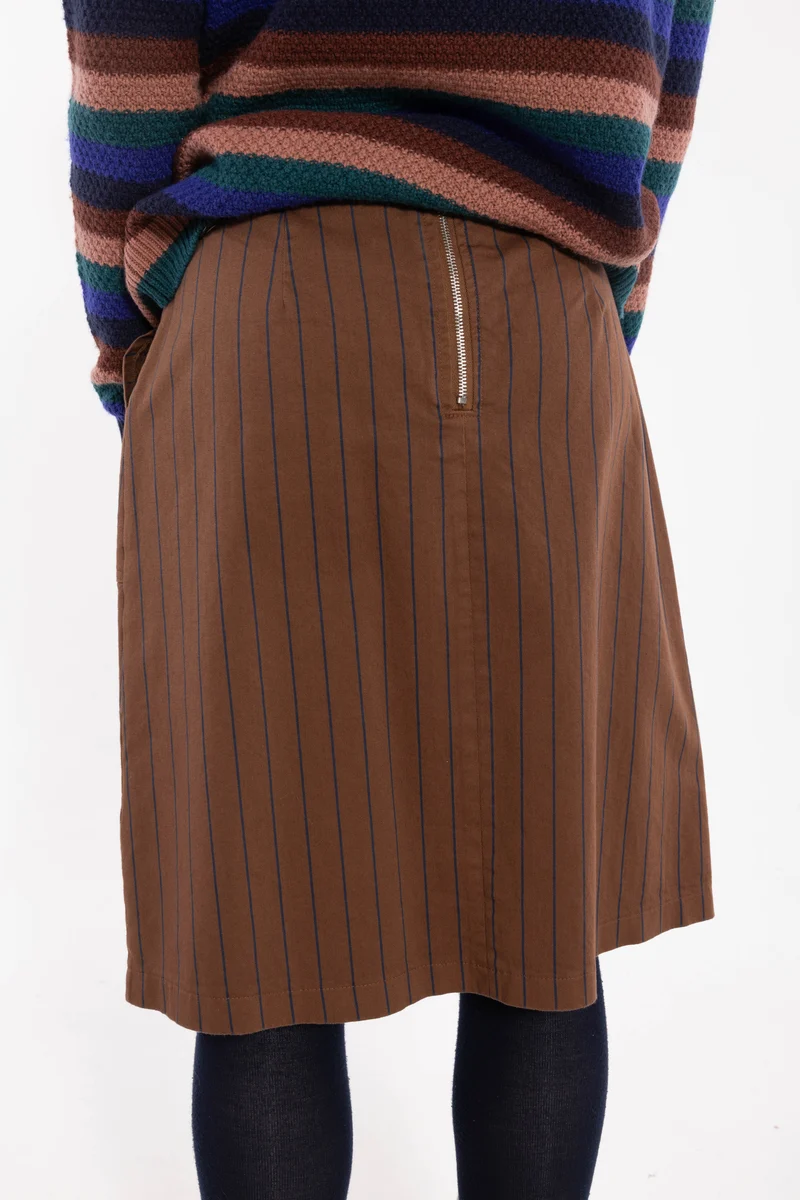 Danekage Stretch Canvas Skirt Brown/Dk Navy