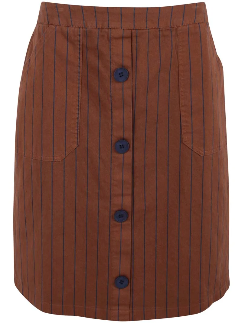 Danekage Stretch Canvas Skirt Brown/Dk Navy