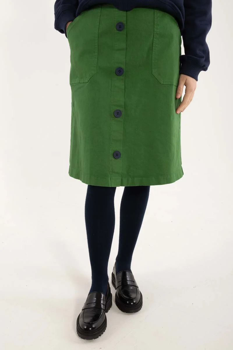 Danekage Stretch Canvas Skirt Moss Green