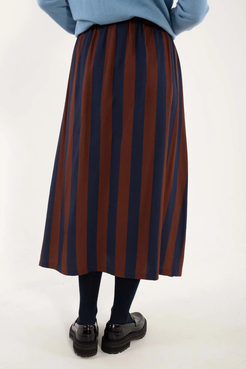 Daningrid Sateen Twill Skirt Dk Navy/Dk Merlot