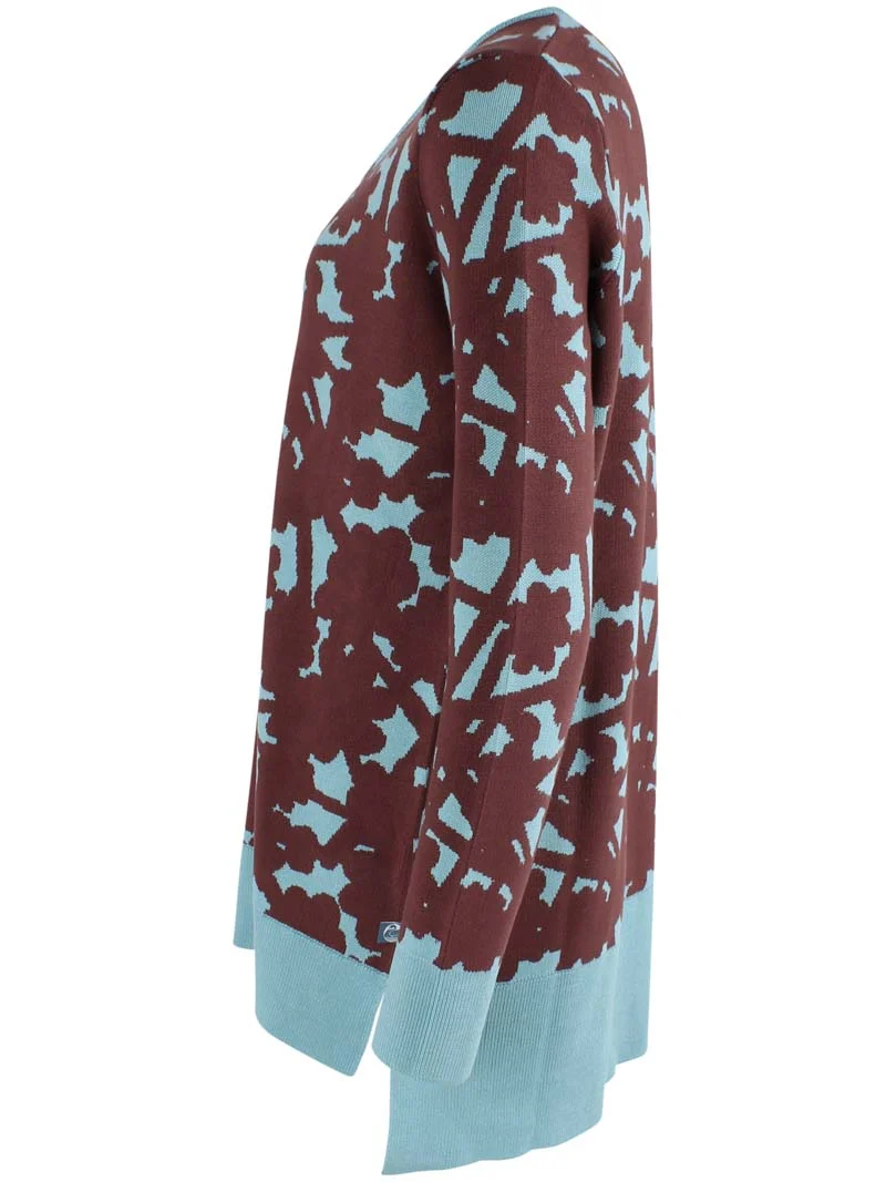 Daneclub Jaquard Viscose Cardigan Dk Merlot/Grey Duck