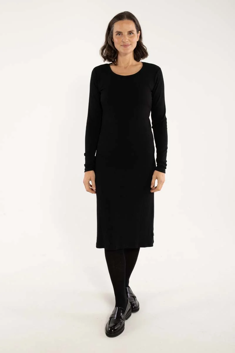 Danicon LS Ribbing Dress Black