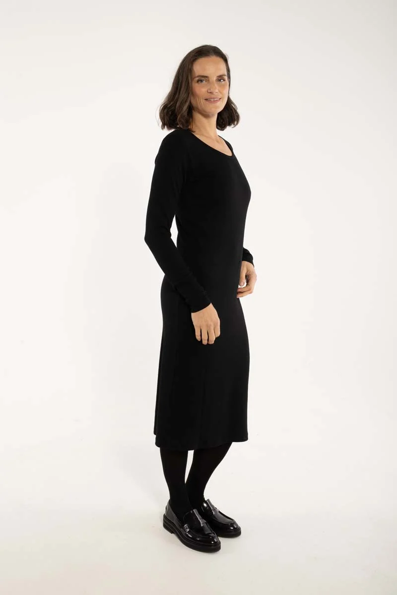 Danicon LS Ribbing Dress Black