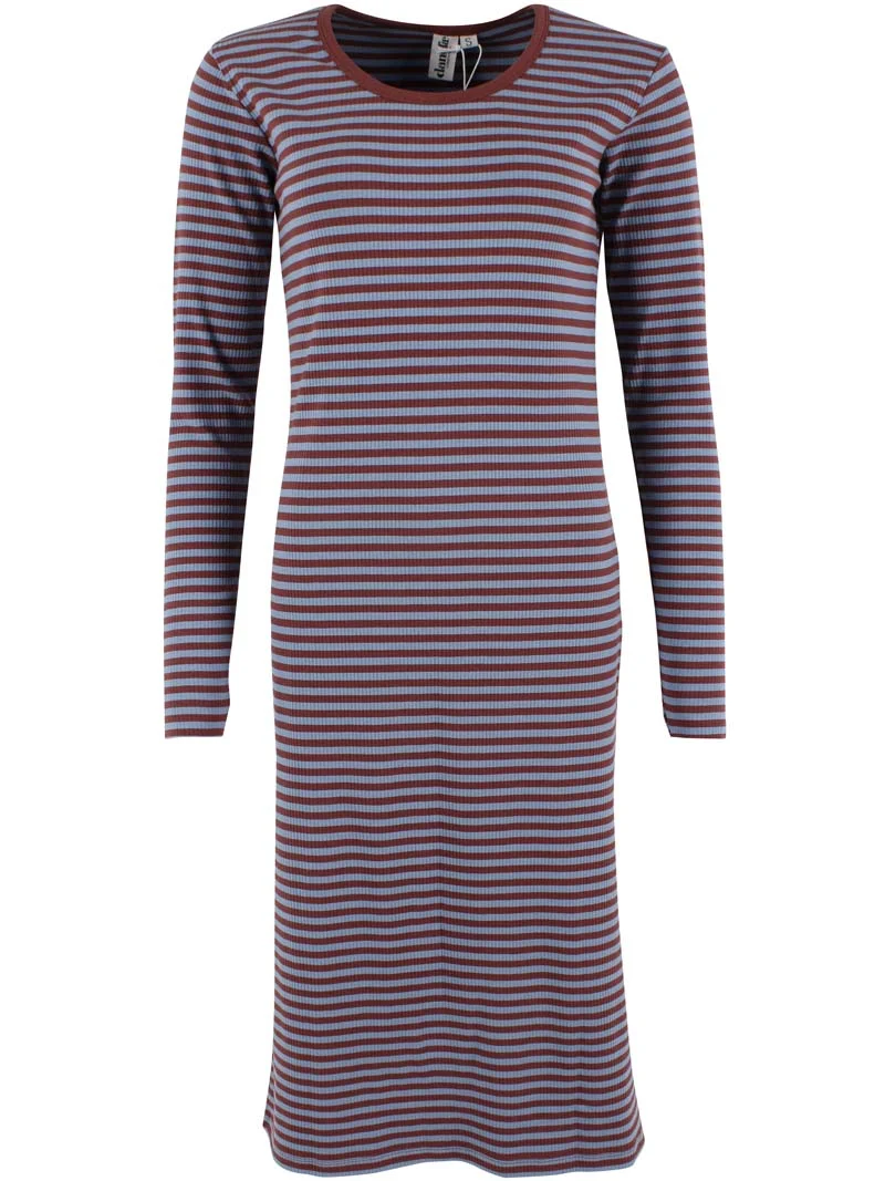 Danicon LS Ribbing Dress Dk Merlot/Lt Blue Grey