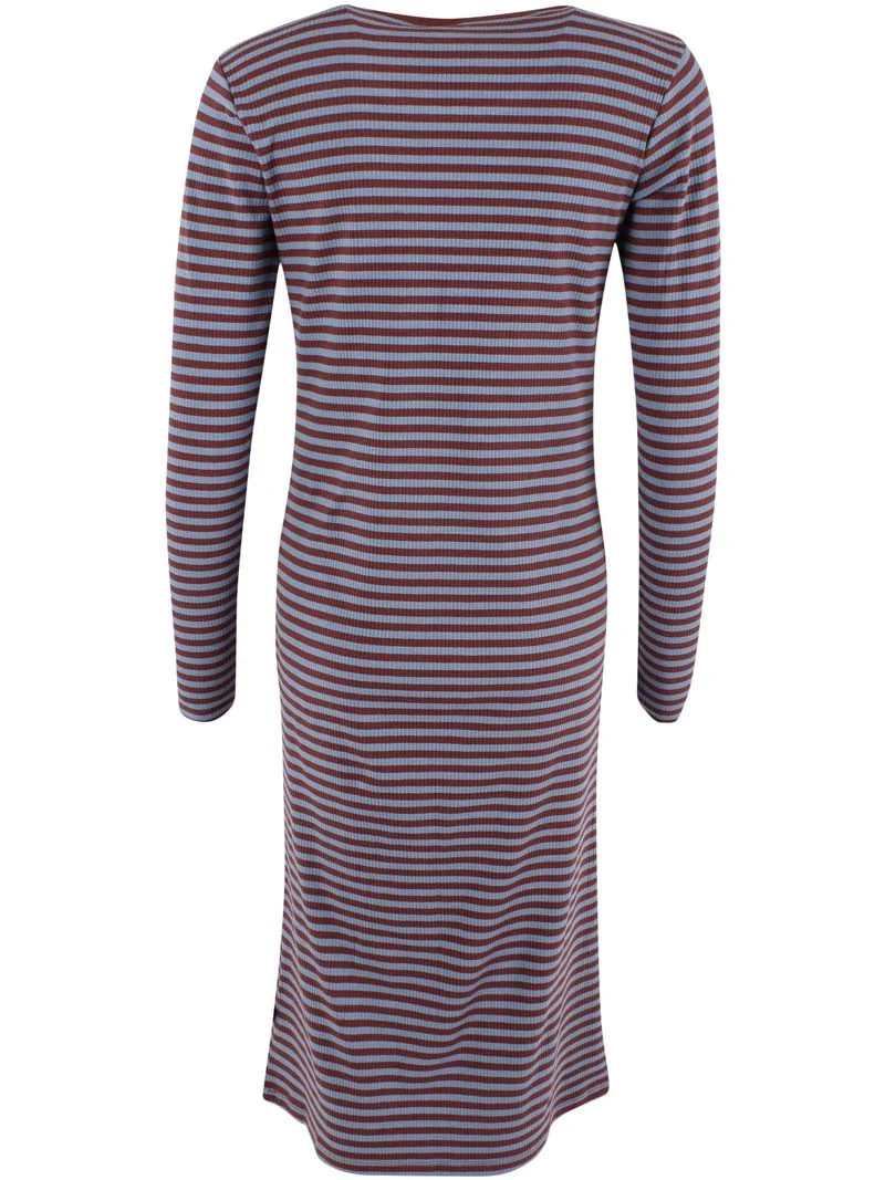 Danicon LS Ribbing Dress Dk Merlot/Lt Blue Grey