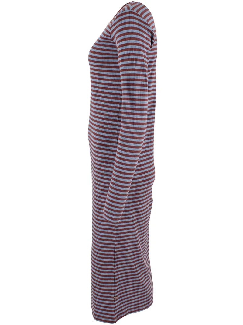 Danicon LS Ribbing Dress Dk Merlot/Lt Blue Grey
