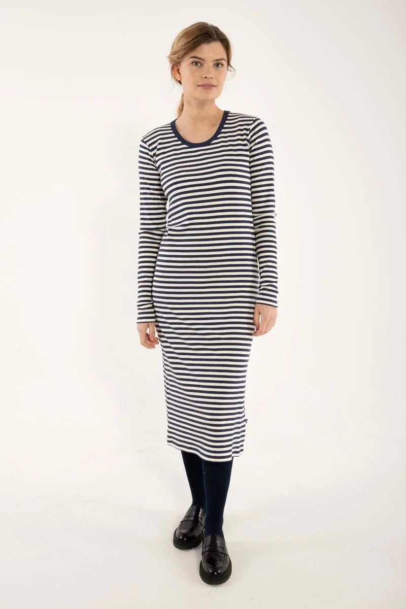 Danicon LS Ribbing Dress Dk Navy/Chalk