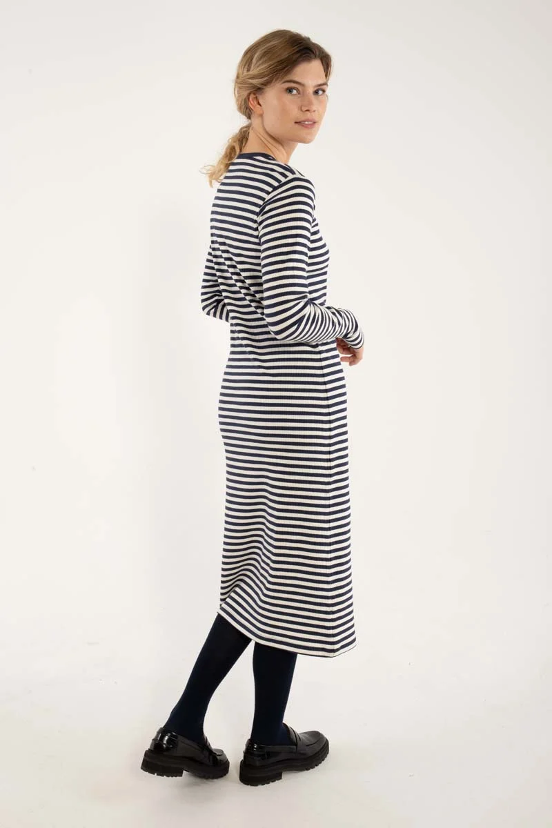 Danicon LS Ribbing Dress Dk Navy/Chalk