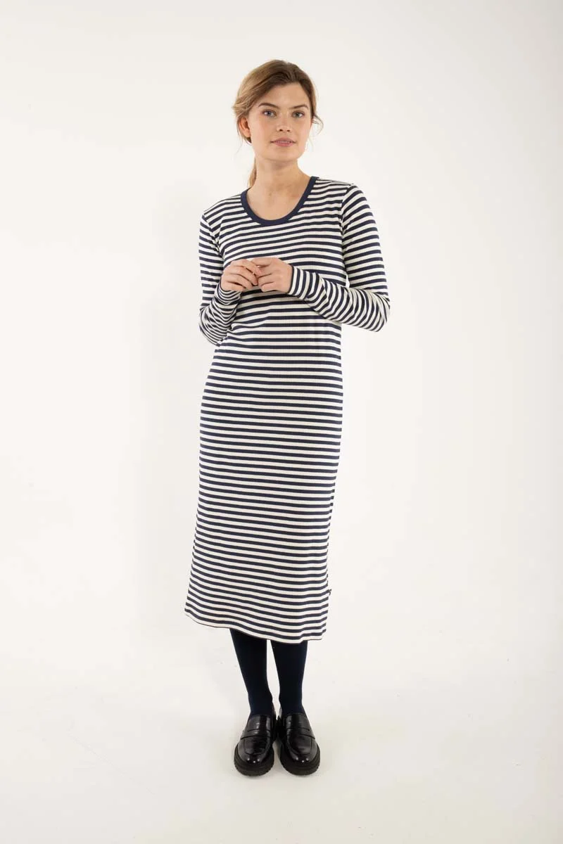 Danicon LS Ribbing Dress Dk Navy/Chalk