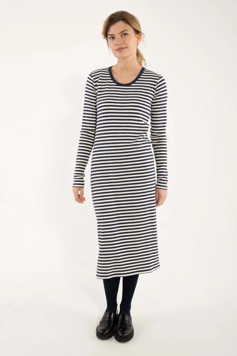 Danicon LS Ribbing Dress Dk Navy/Chalk
